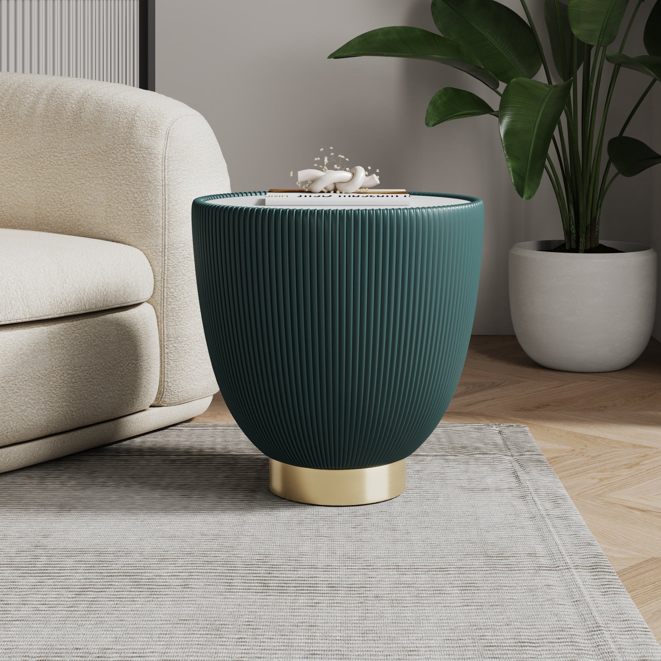 Anderson Modern Green Leather End Table