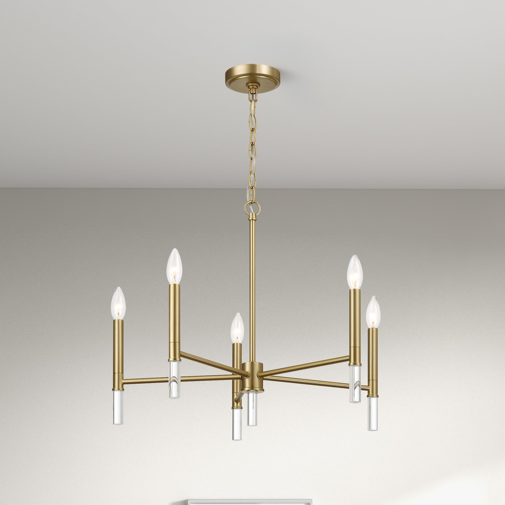 Andorra Five Light Golden Brass Candle Light Chandelier 24"W × 17.75"H