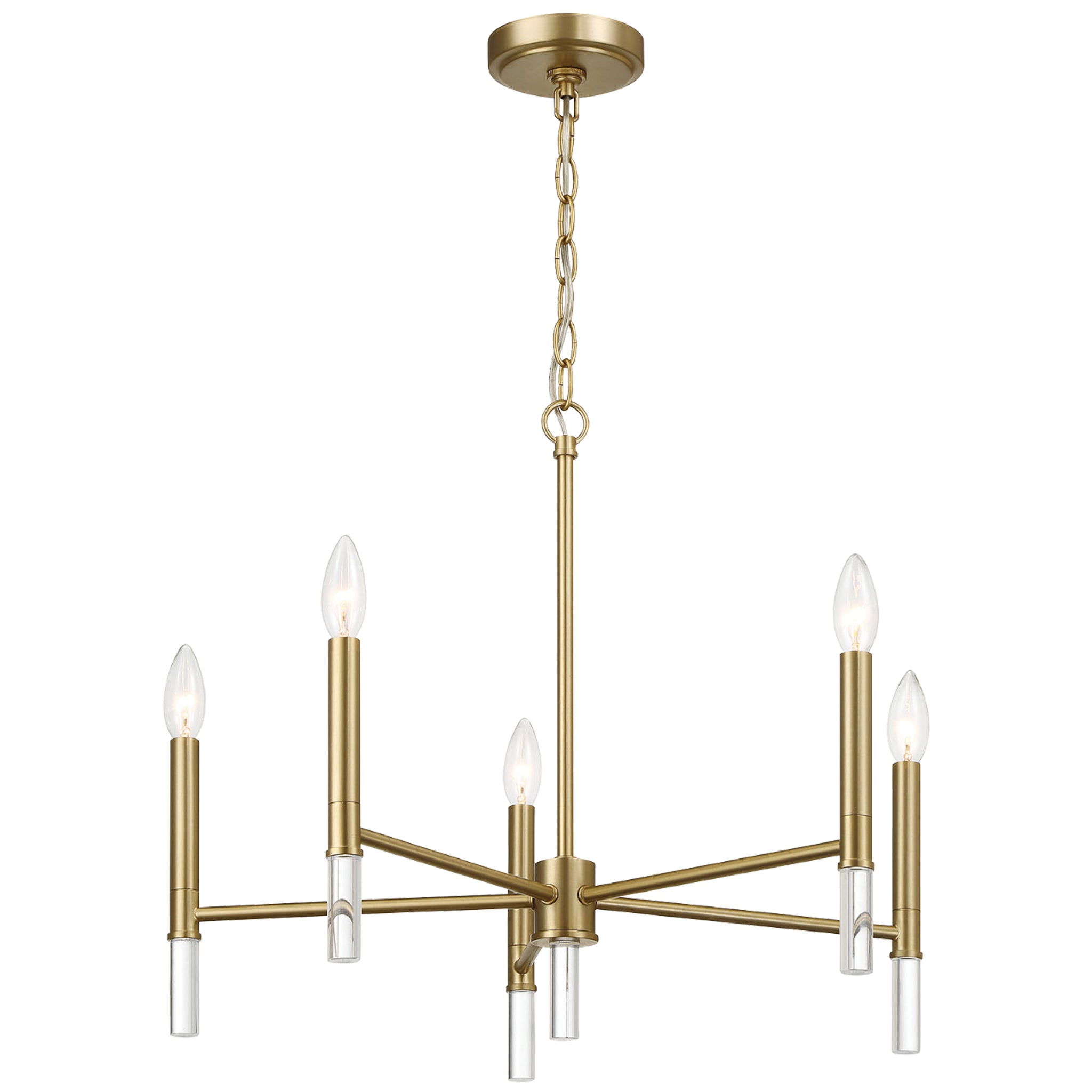 Andorra Five Light Golden Brass Candle Light Chandelier 24"W × 17.75"H