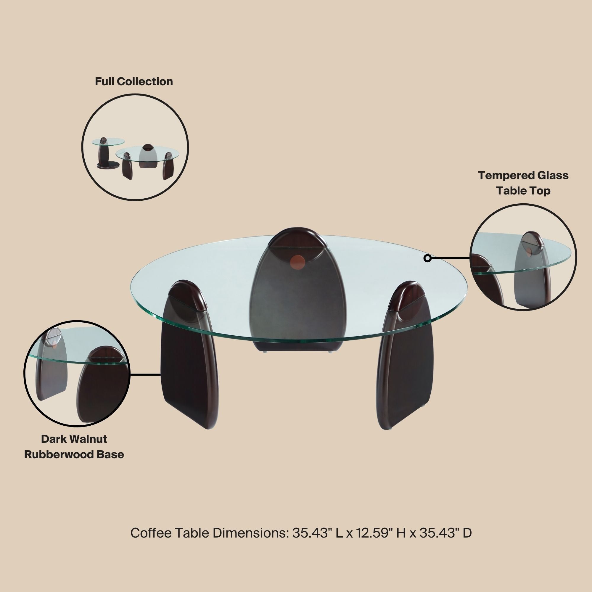 Artesia Coffee Table in Dark Walnut