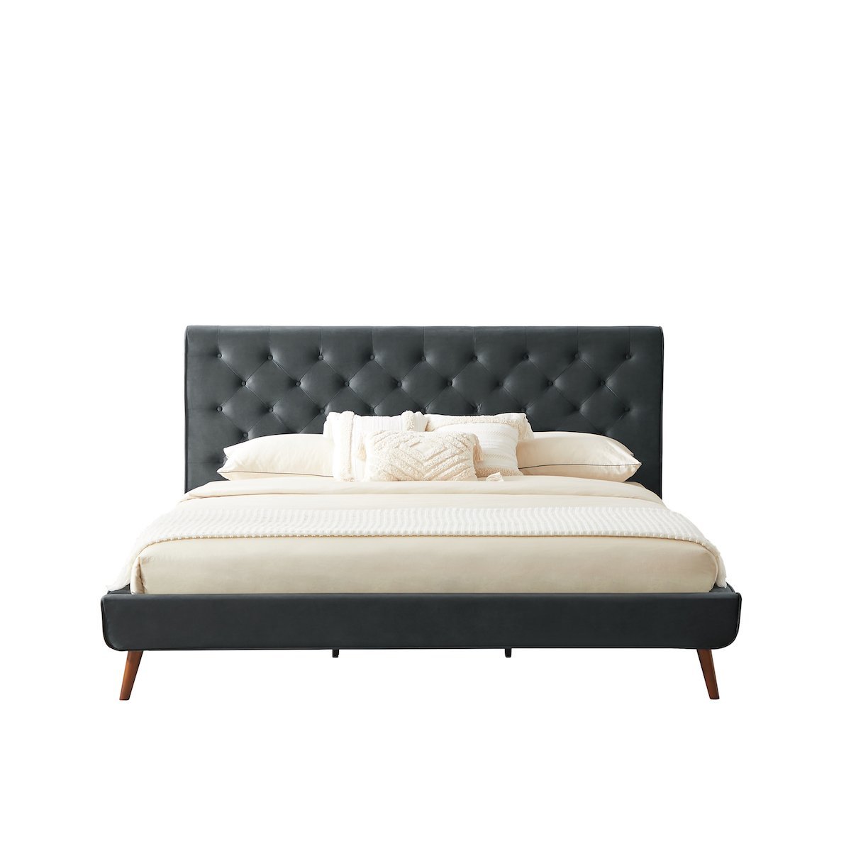 Ashley King Dark Gray Velvet Platform Bed