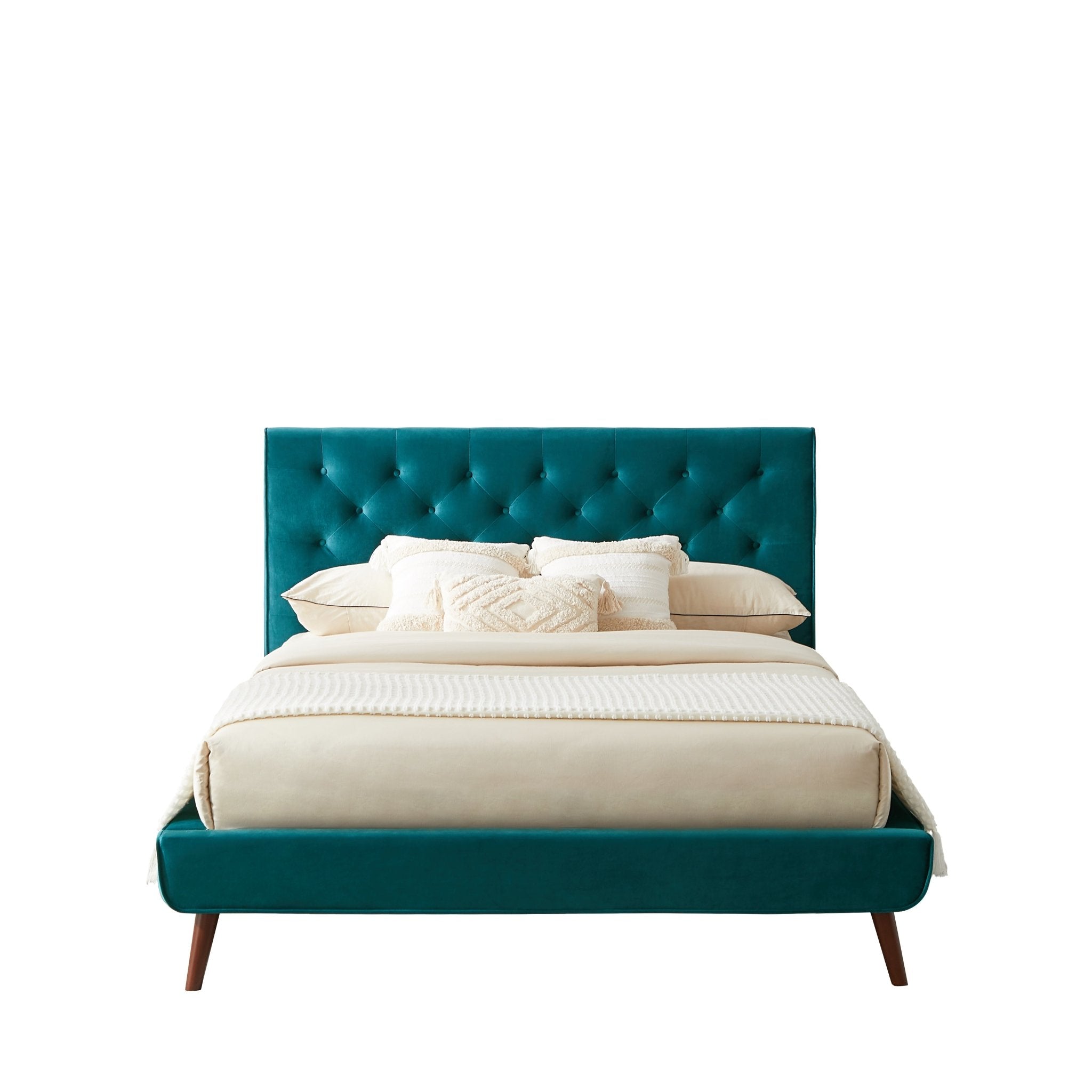 Ashley Queen Turquoise Velvet Platform Bed