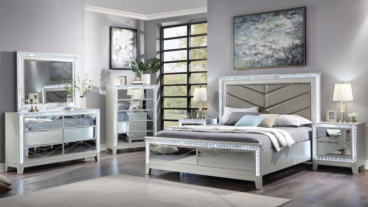 Platinum Silver LED Bedroom Group