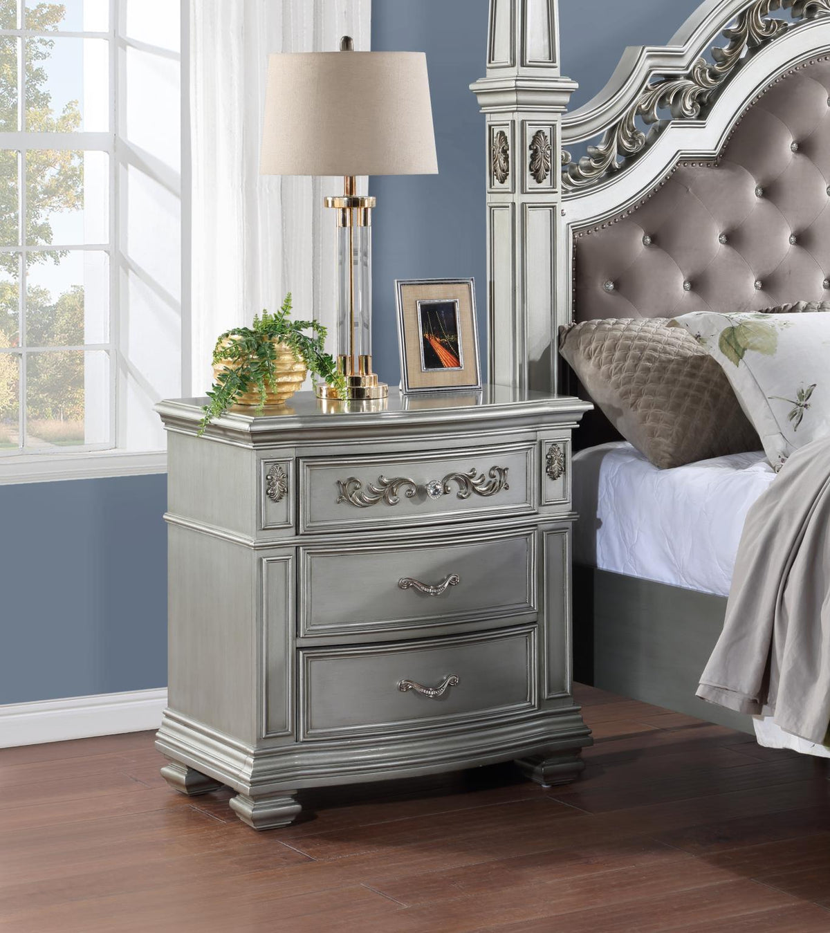Silver Metallic Bedroom Collection