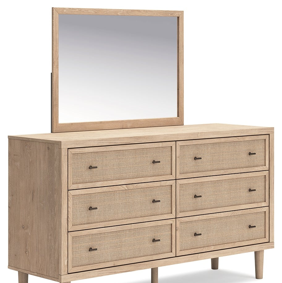 Cielden Full Panel Bed with Mirrored Dresser and Nightstand
