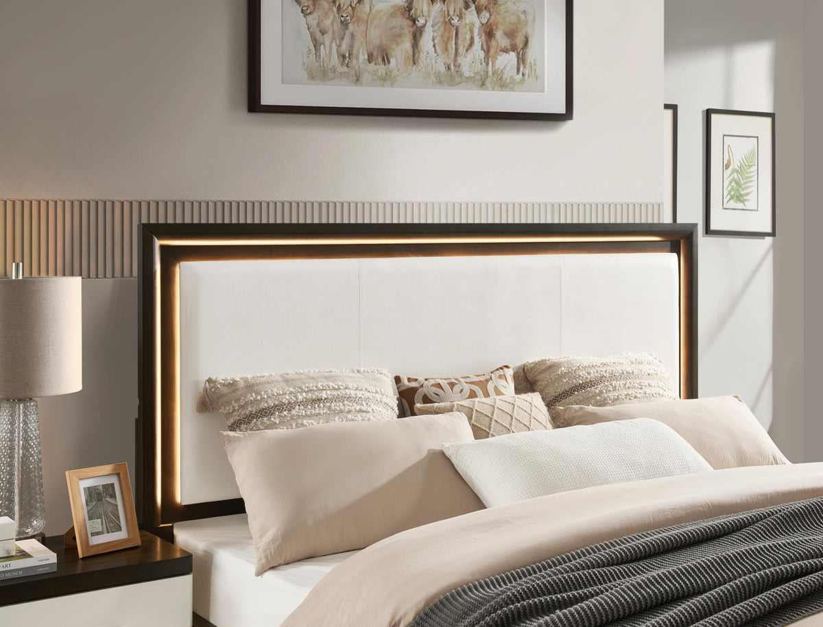 White LED Bedroom Collection with Lit Mirror