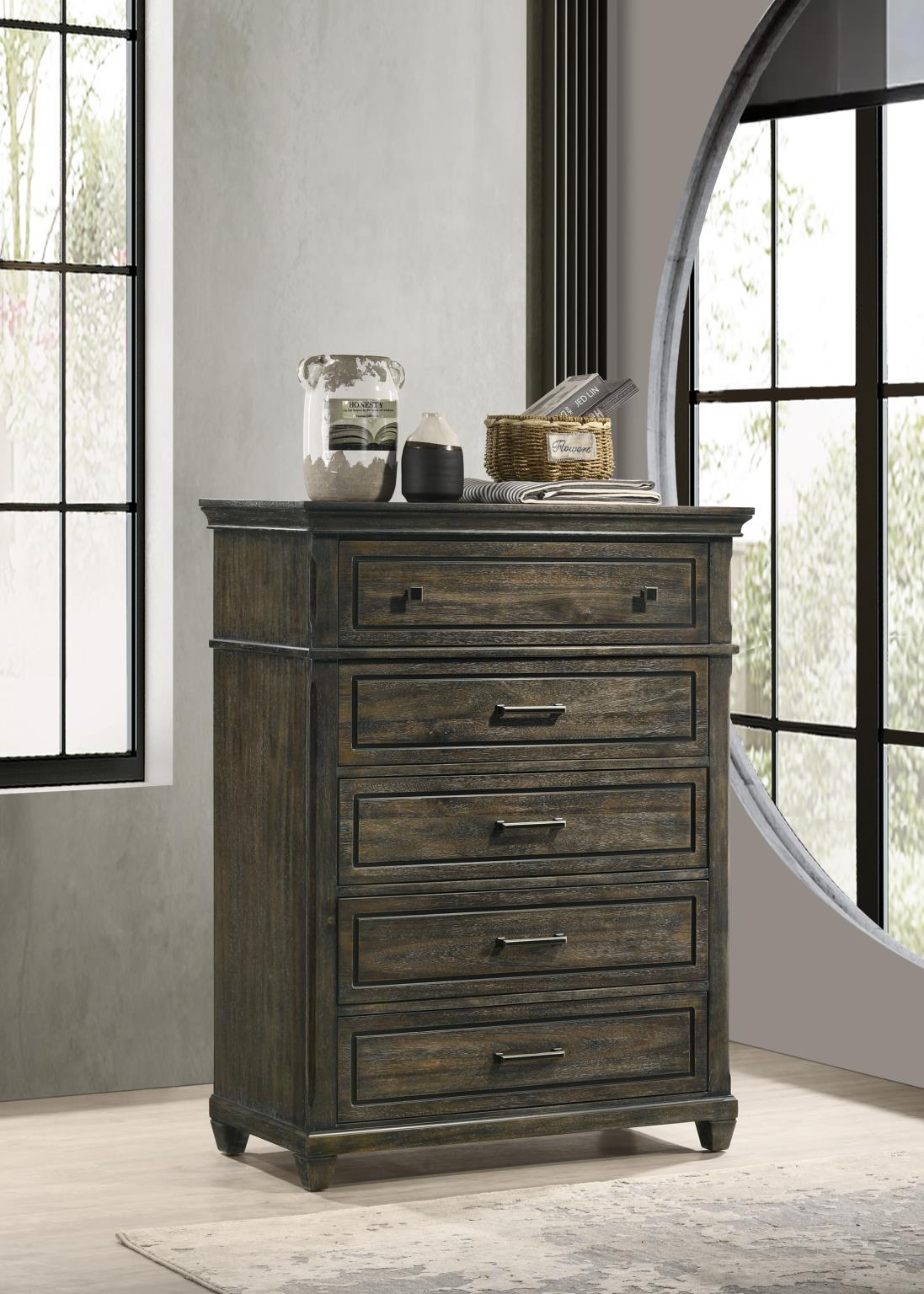 Rough Black King Bed & Mirror