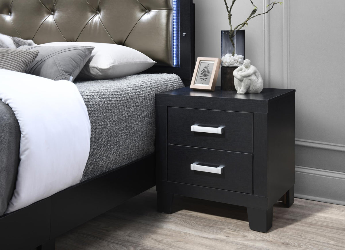 Black LED Twin Bed & Bedroom Pieces