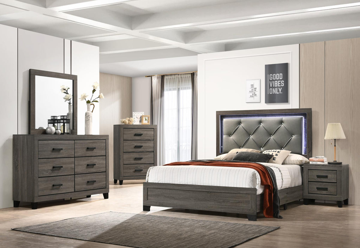 Gray LED Bedroom Collection (Twin to King)