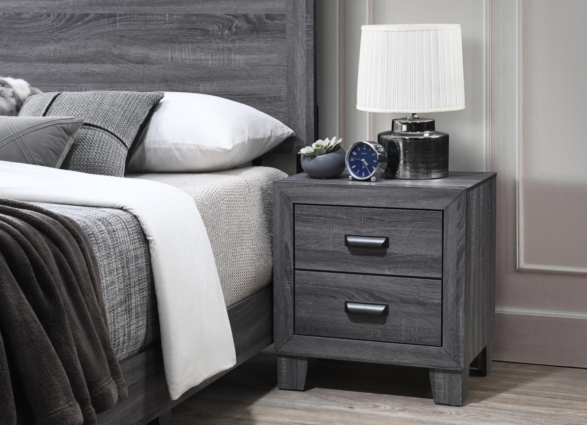 Dark Gray King Bed, Dresser & Mirror