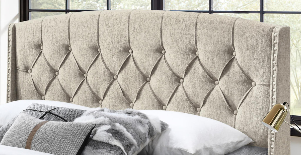 Beige Upholstered Bed (All Sizes)