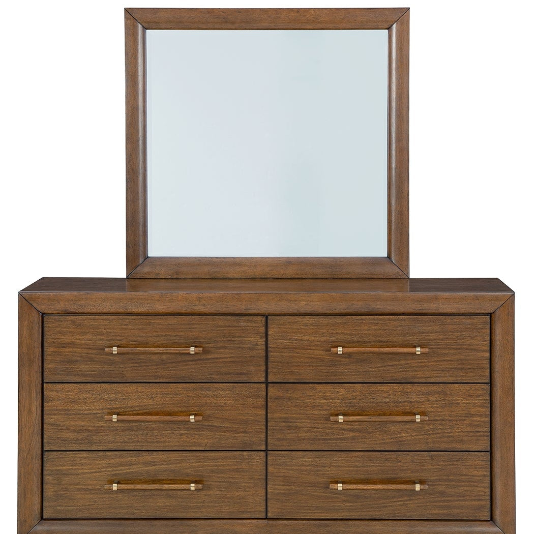 Lyncott California King Upholstered Bed with Mirrored Dresser