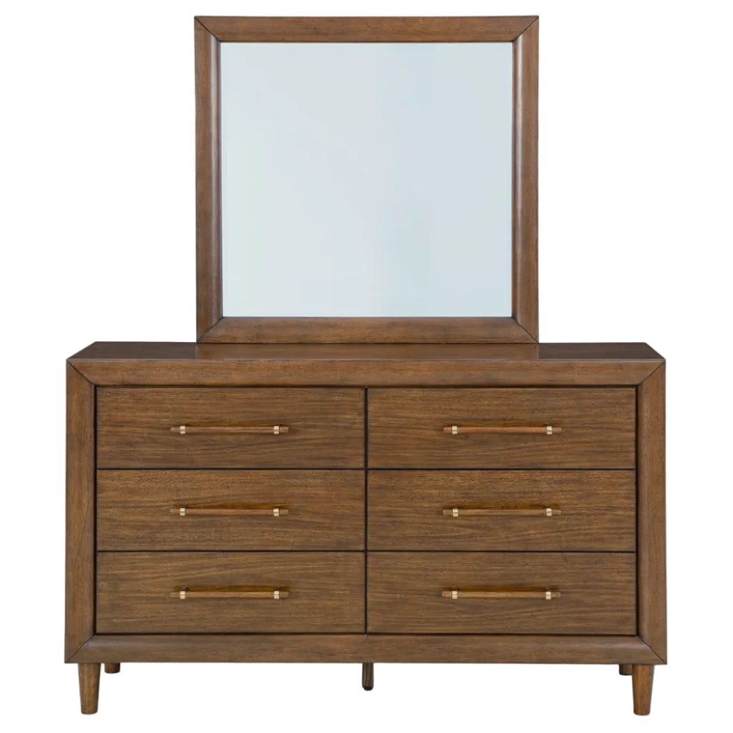 Lyncott California King Upholstered Bed, Dresser, Mirror and Chest