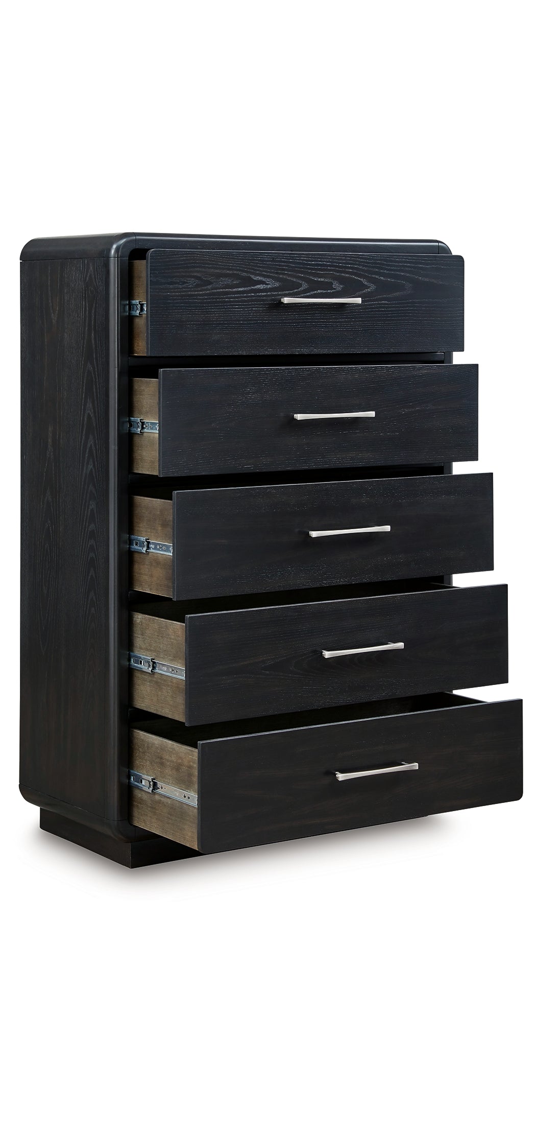 Rowanbeck King Upholstered Panel Bed, Dresser, Mirror, Chest and Nightstand