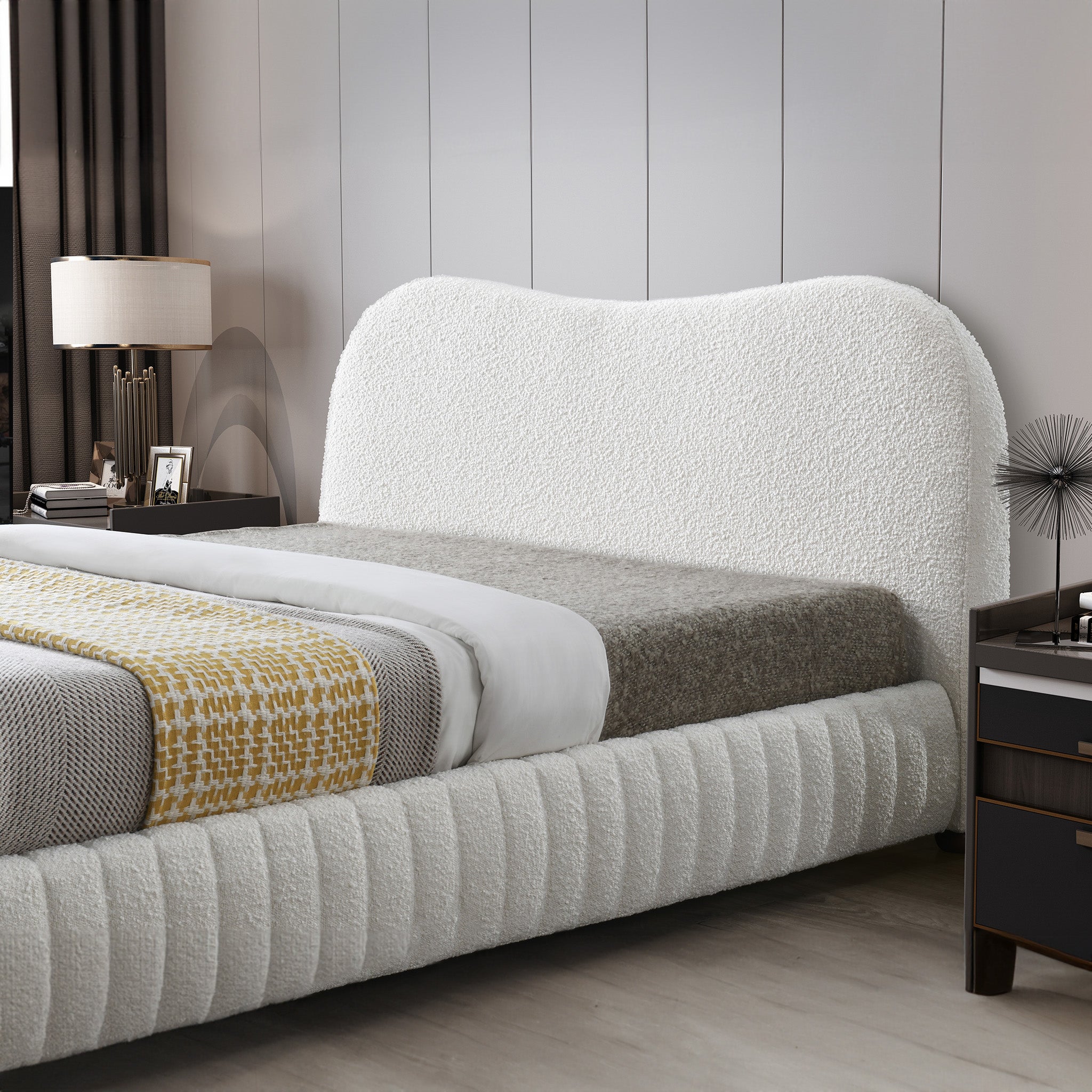 Nomad Cream Boucle Queen Bed