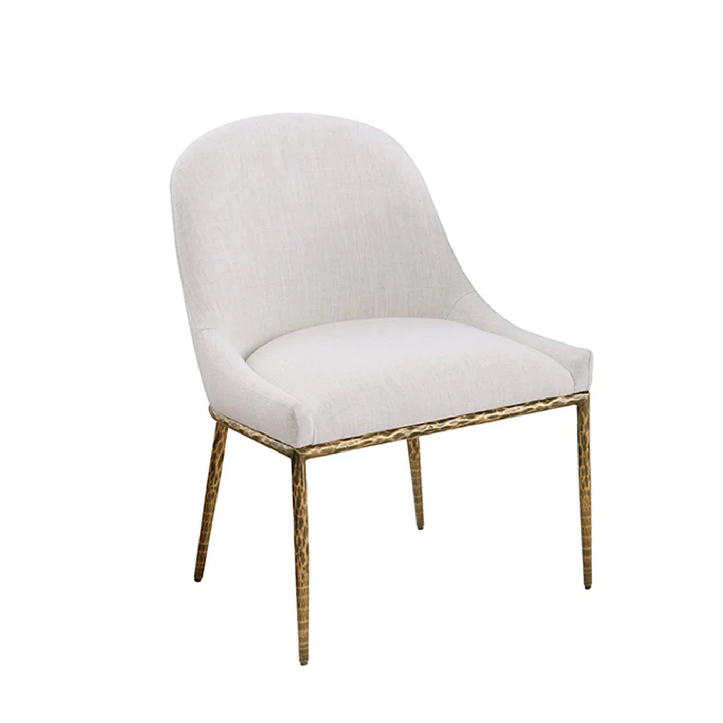 Balvi Contemporary Matte Gold Side Chair with Upholstered Fabric Seat