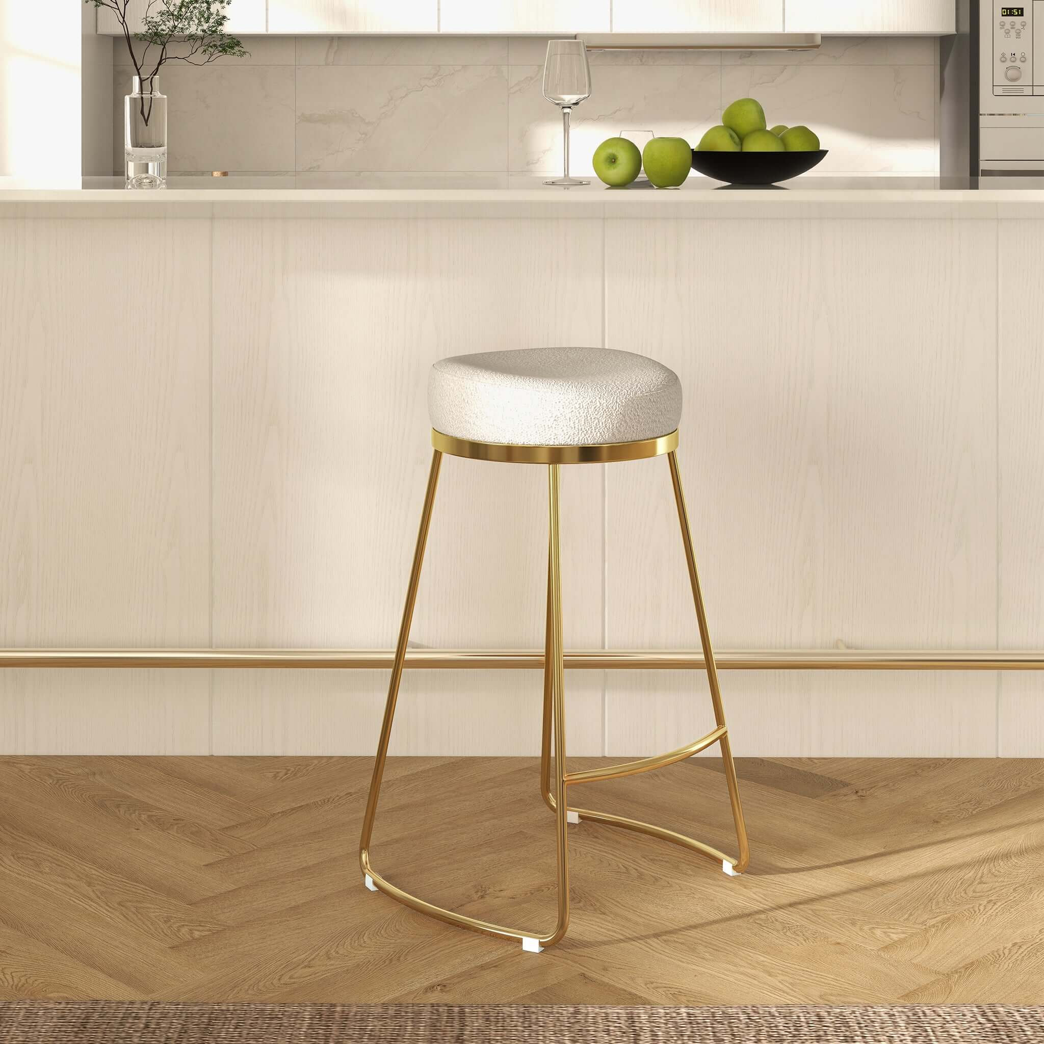 Atlas Beige Boucle Counter Stool