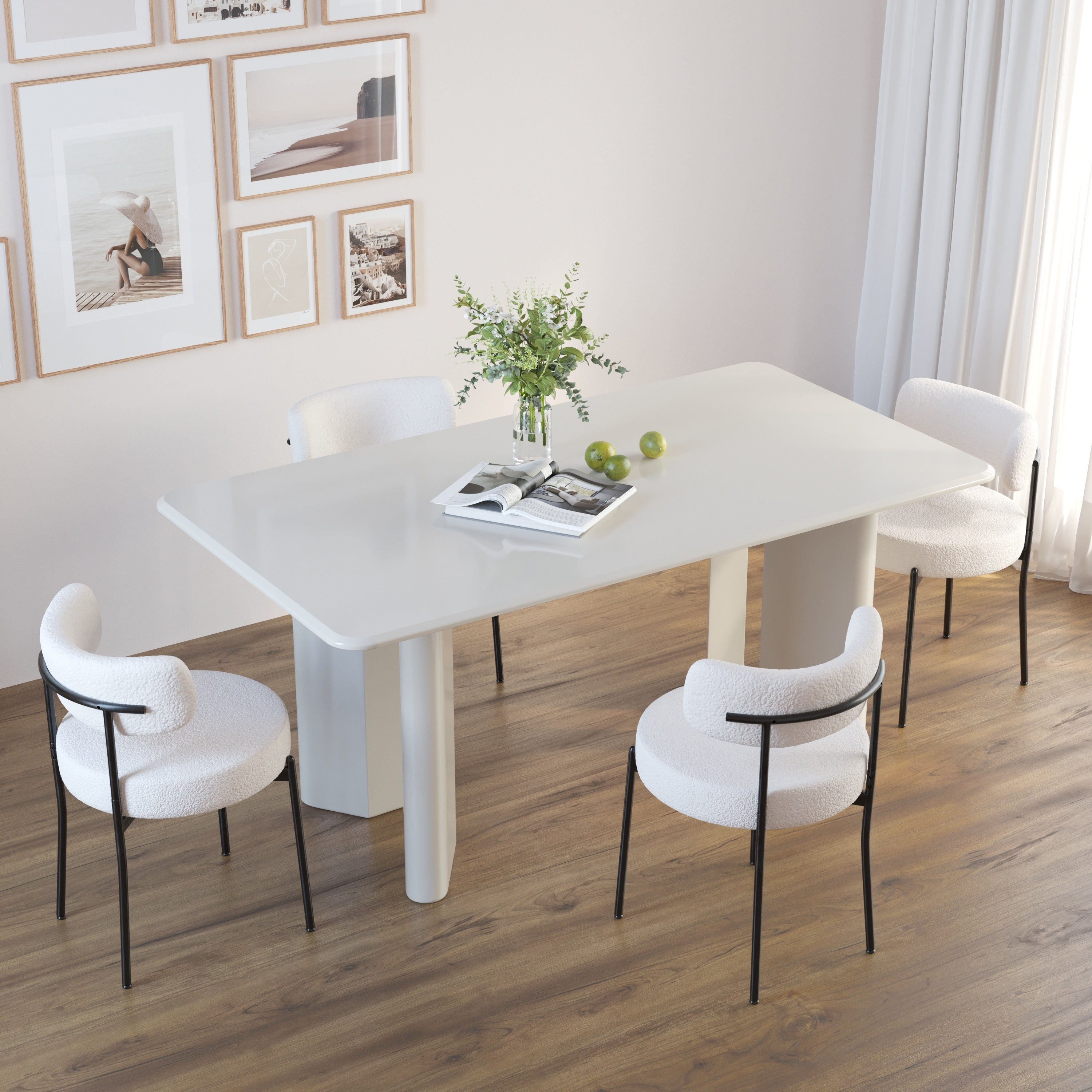 Besta Modern White Velvet Dining Chair - Set of 2