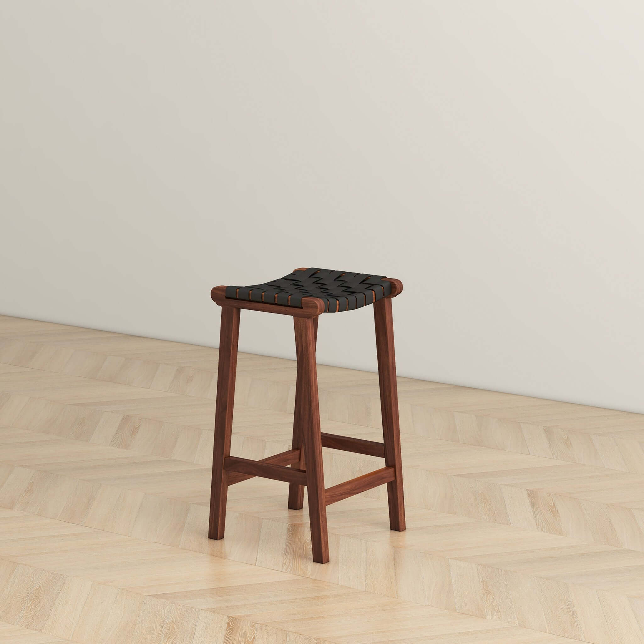 Briosco Black Leather Bar Stool