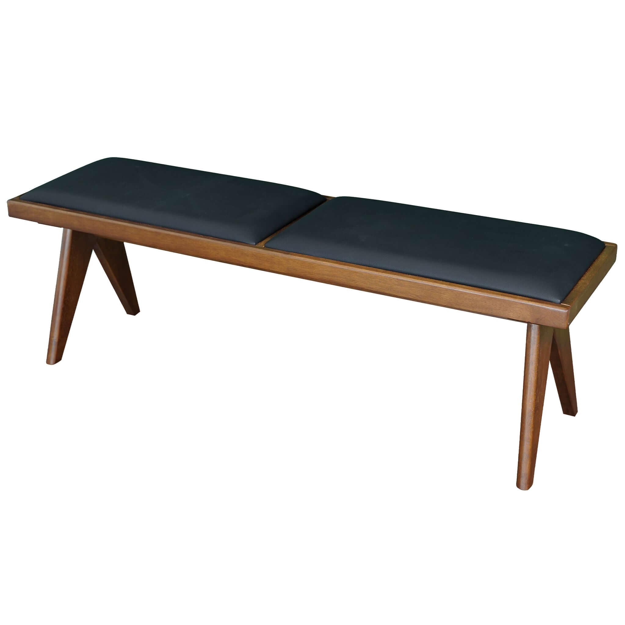 Kaia Black Leather Bench