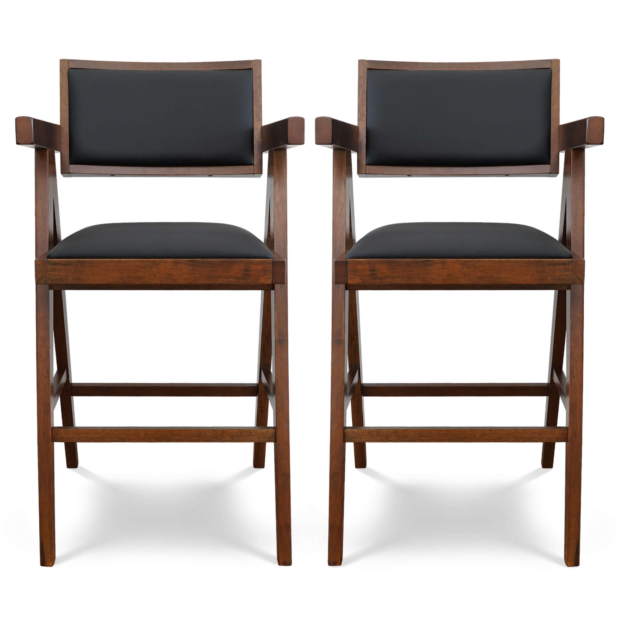 Torrey Black Leather Counter Chair (Set of 2)