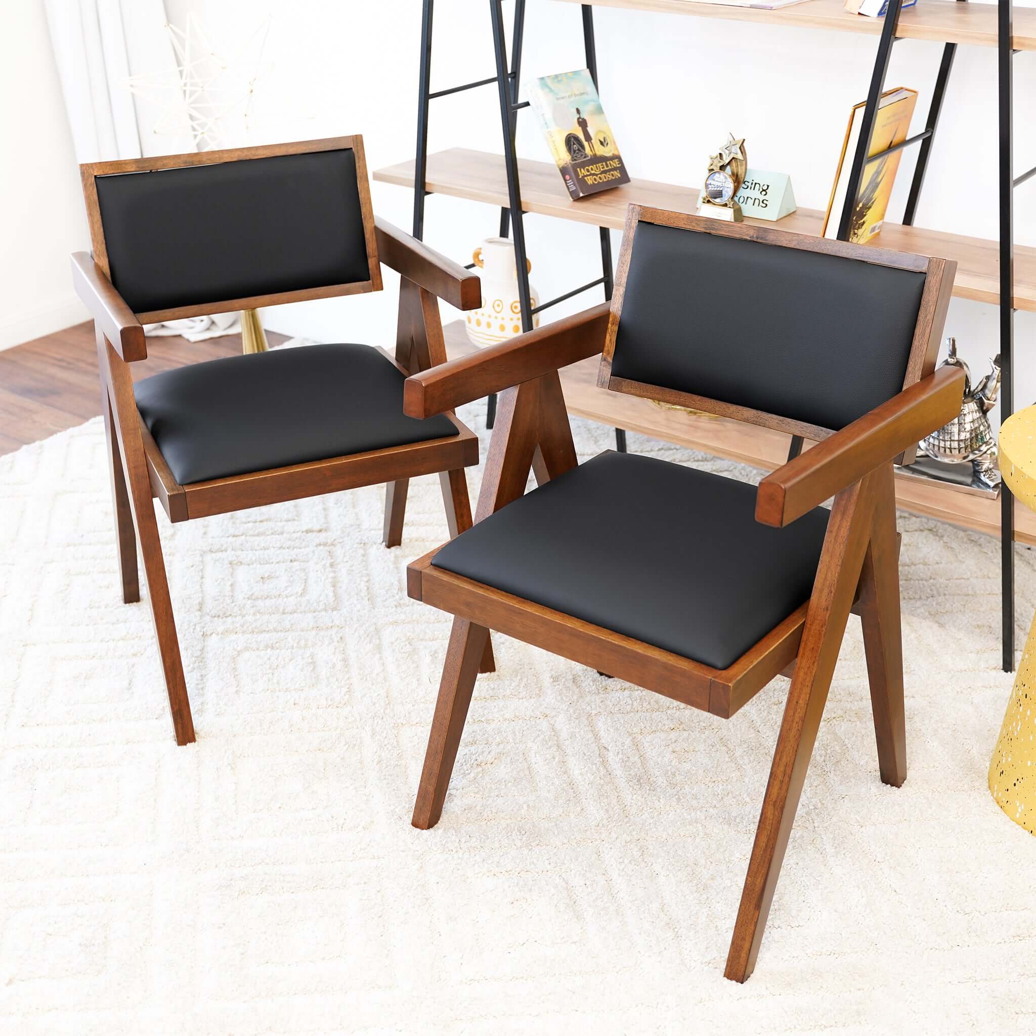 Torrey Black Leather Dining Chair (Set of 2)