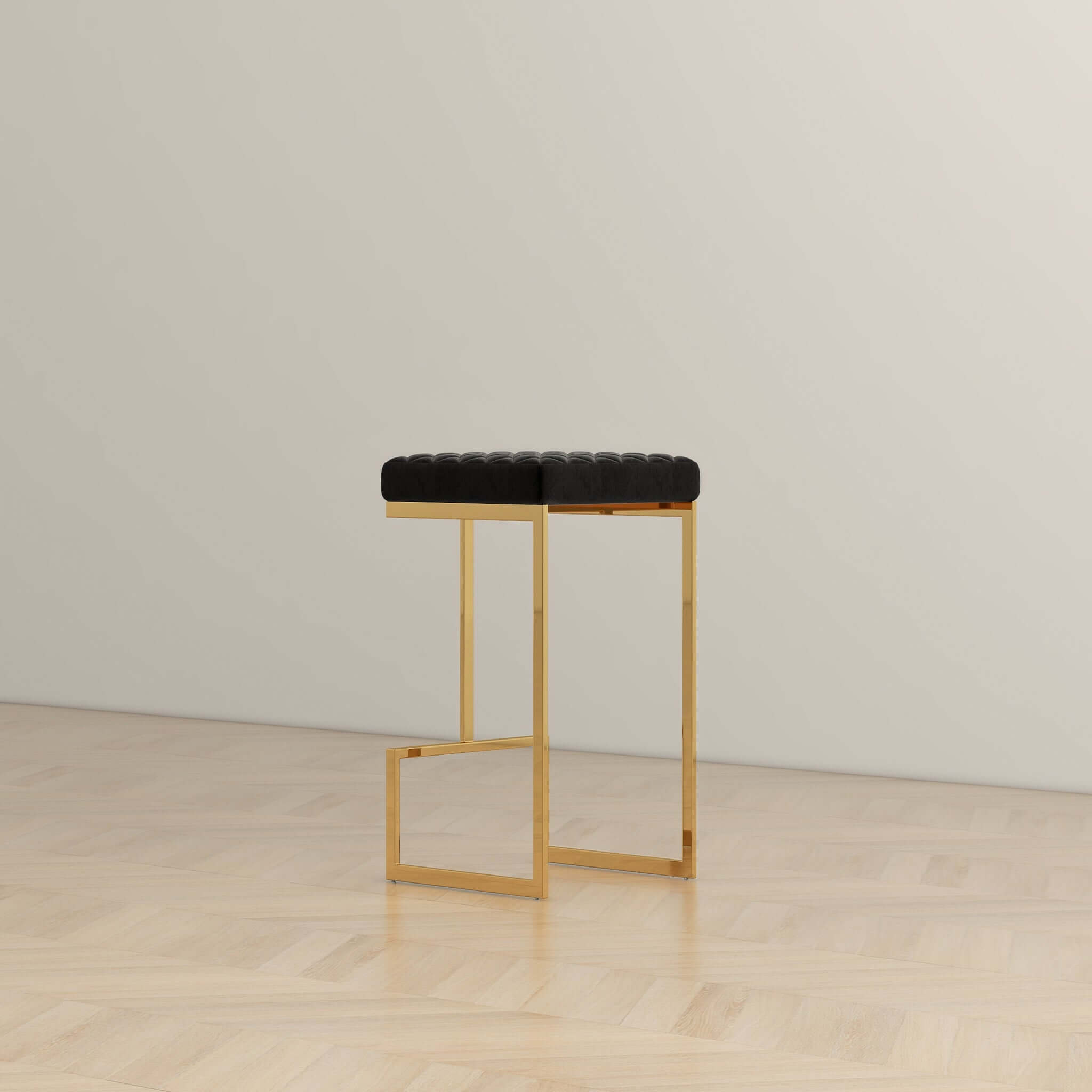 Rake Black Velvet Bar Stool