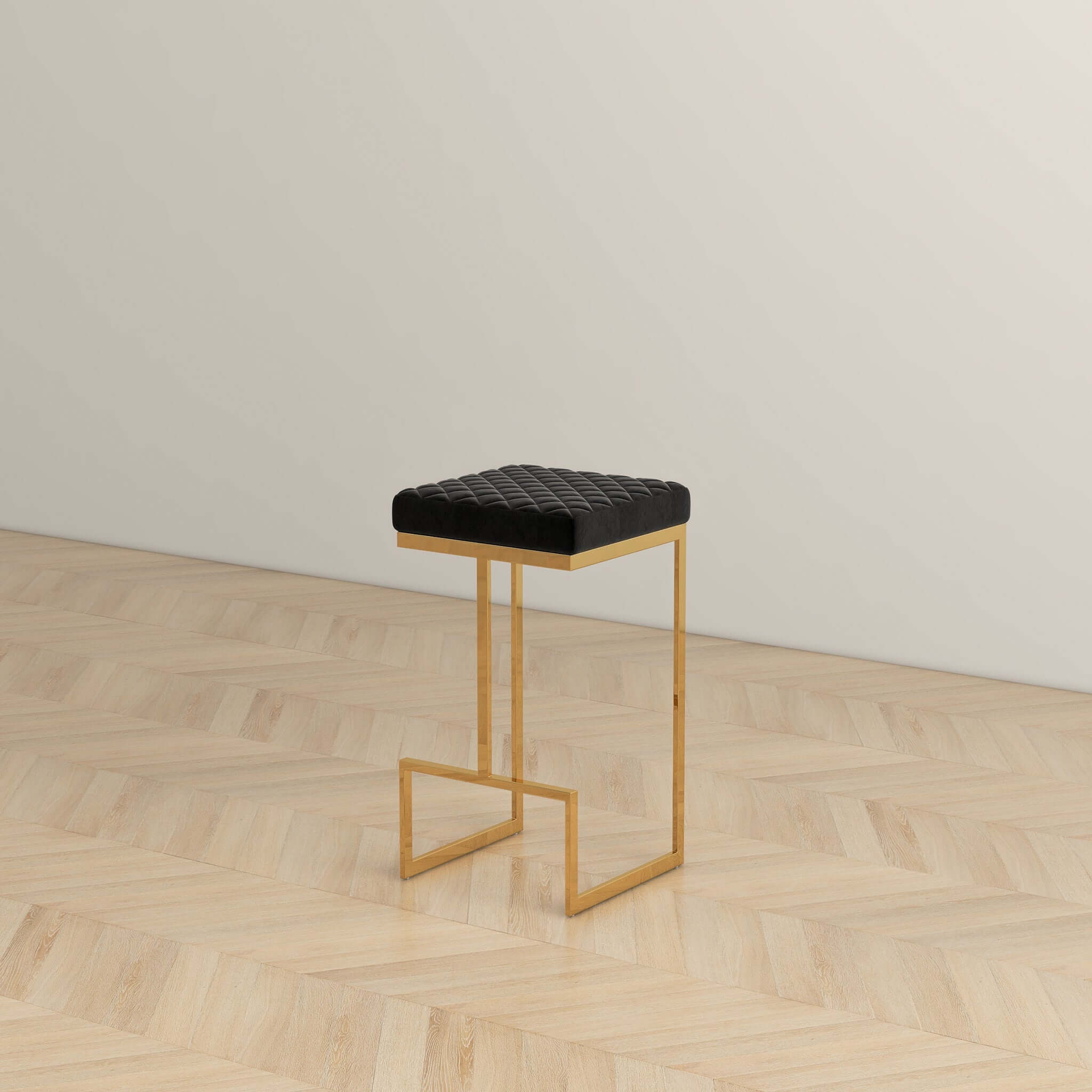 Rake Black Velvet Bar Stool