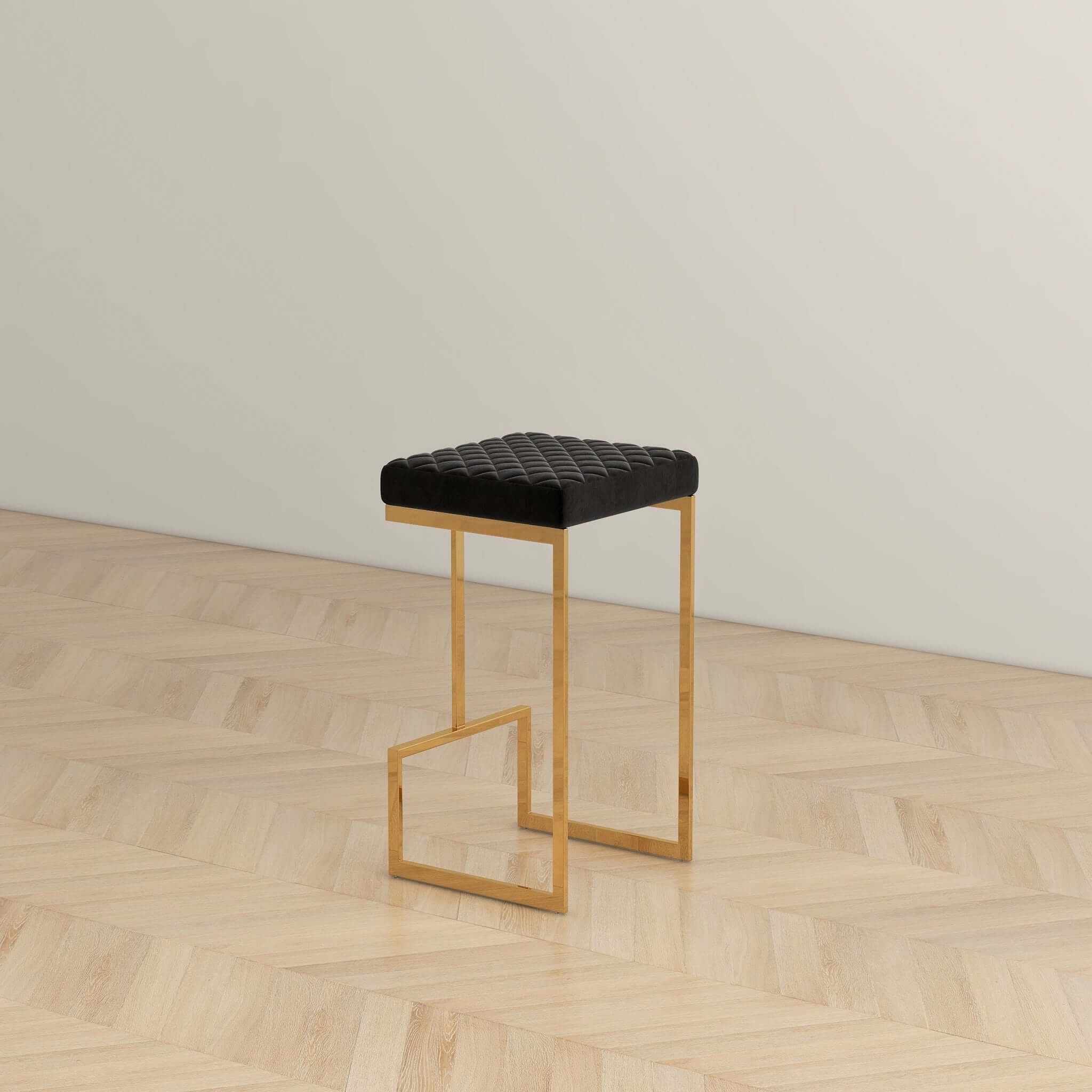 Rake Black Velvet Bar Stool