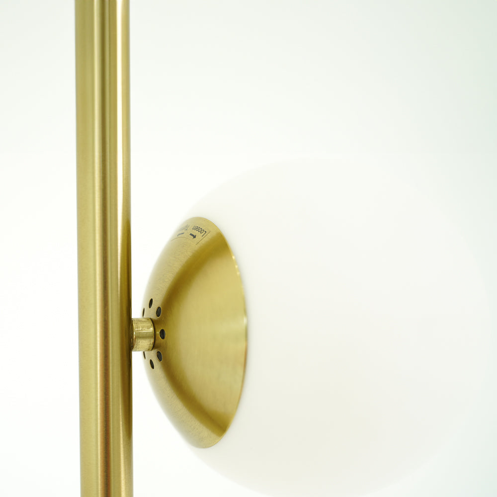 Brilliance Modern Gold Brush Floor Lamp, Opal Glass Shades and Round Metal Base