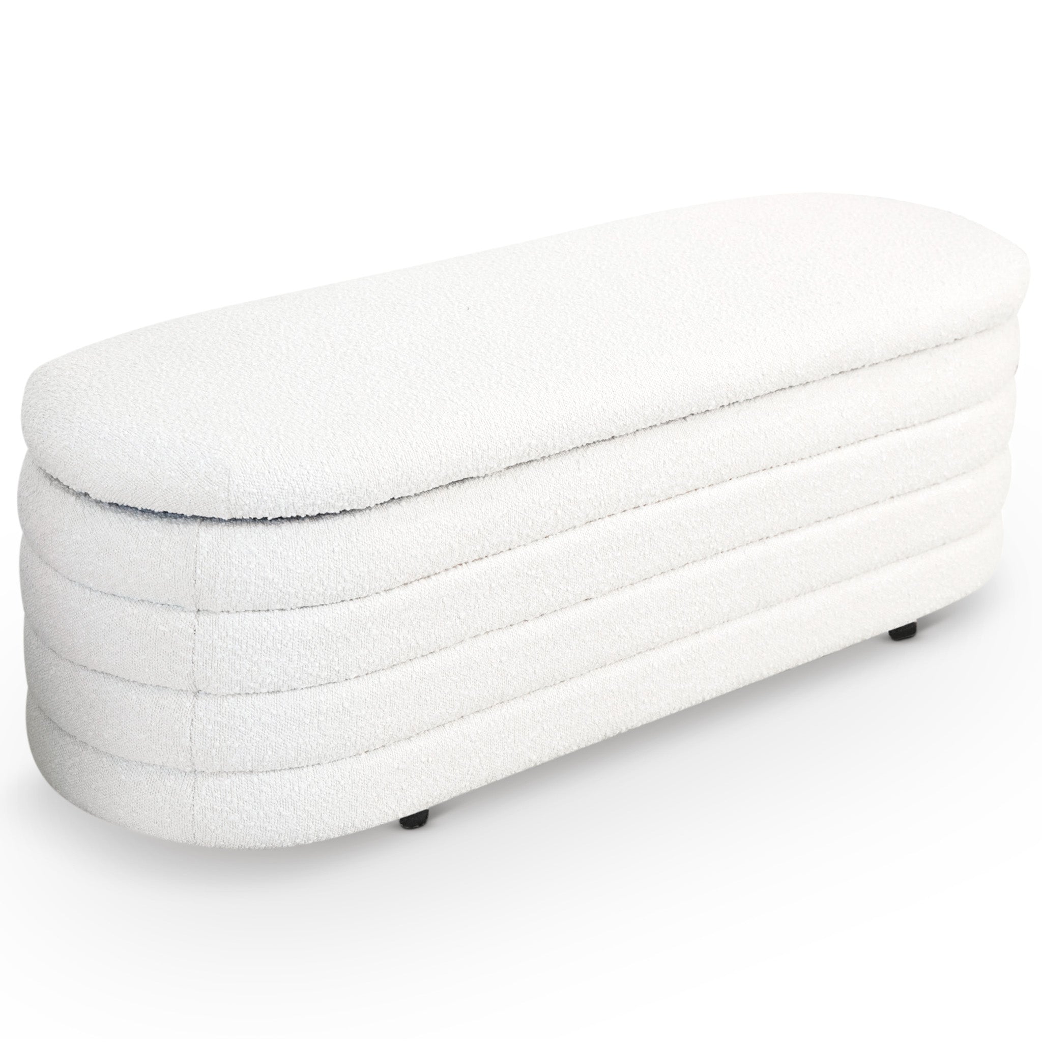 Calion White Boucle Storage Bench