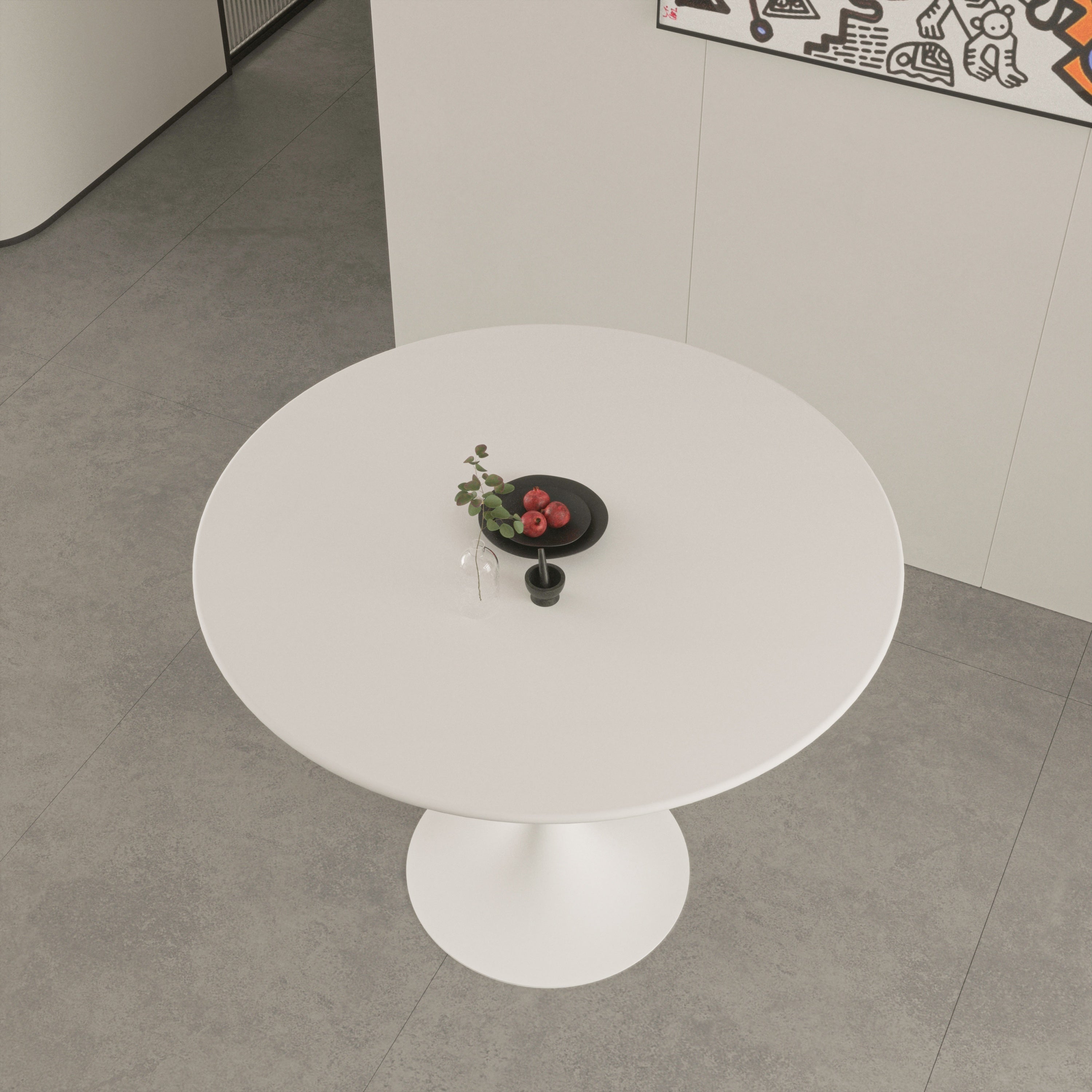 Chasinfield Mid-Century White Round Dining Table with MDF Table Top