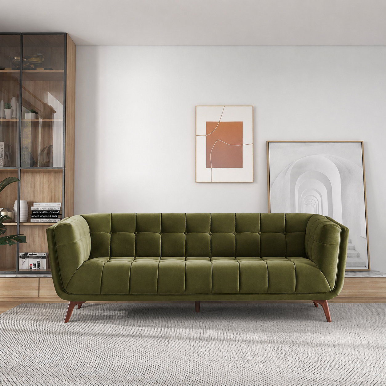 Kano Olive Green Velvet Sofa