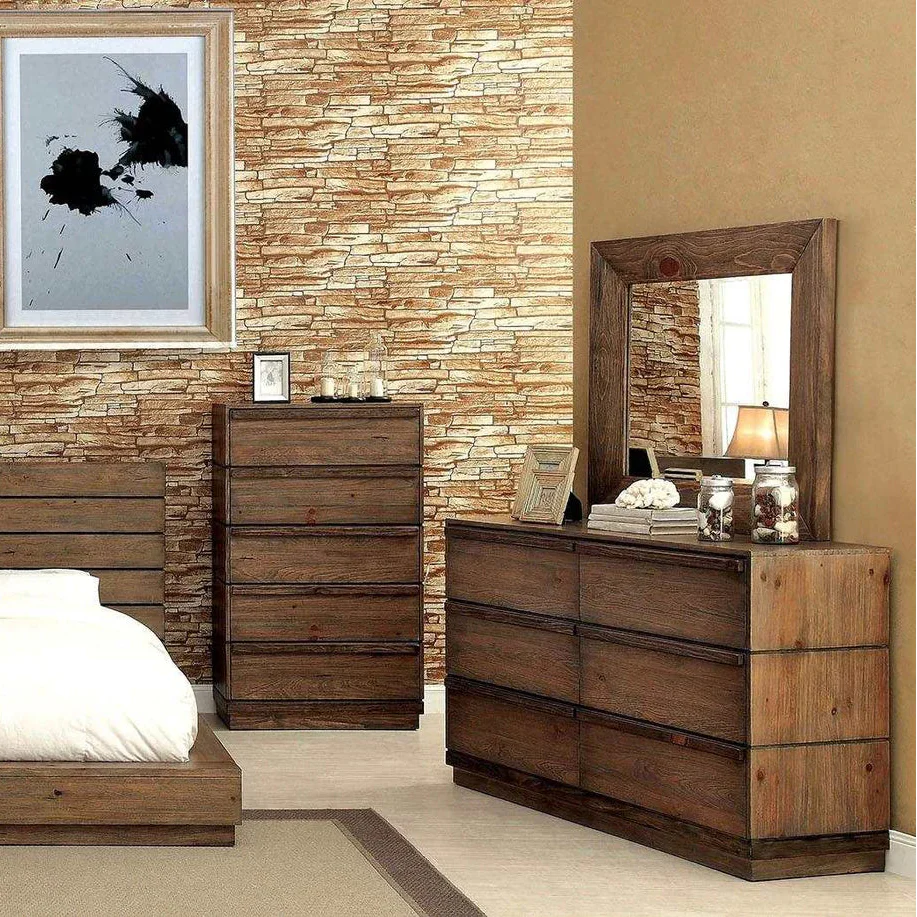 Coimbra Rustic Natural Tone Solid Wood Bedroom Dresser