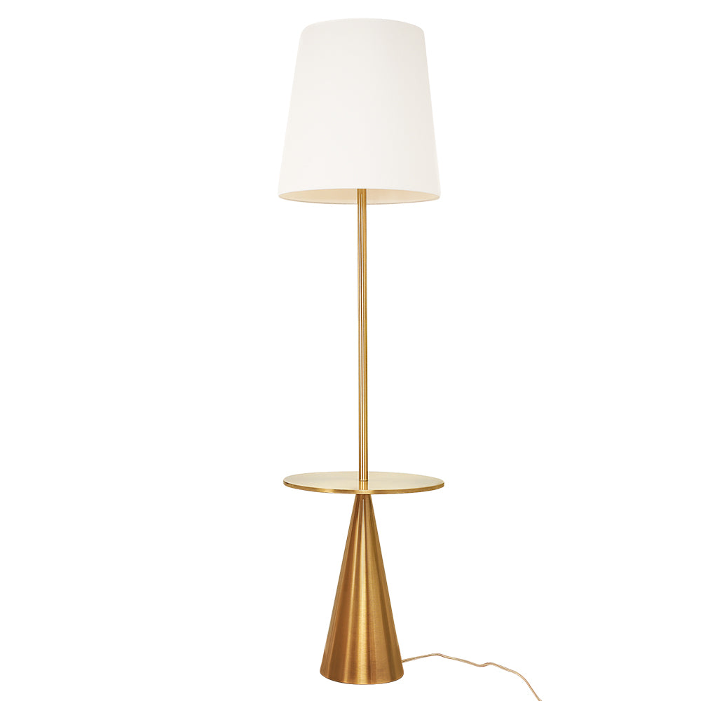 Colorado Modern Floor Lamp with Brass Accent Table with Large White Shade