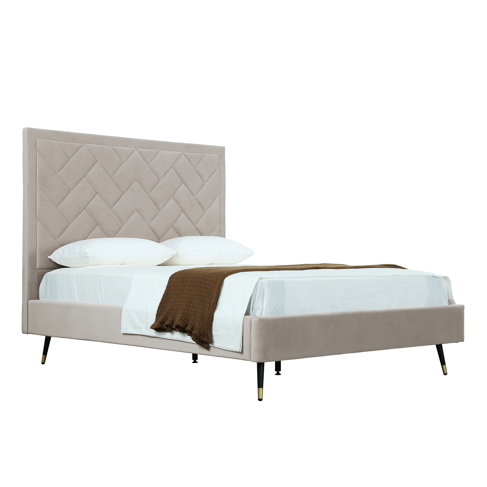 Crosby Queen-Size Bed in Greige