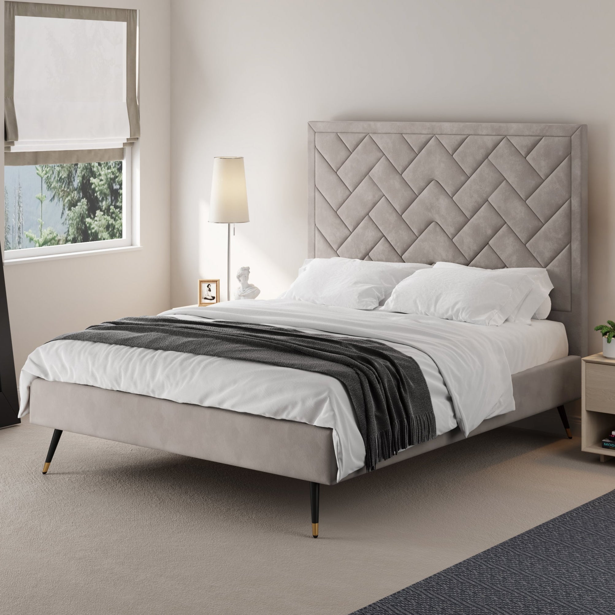 Crosby Queen-Size Bed in Greige
