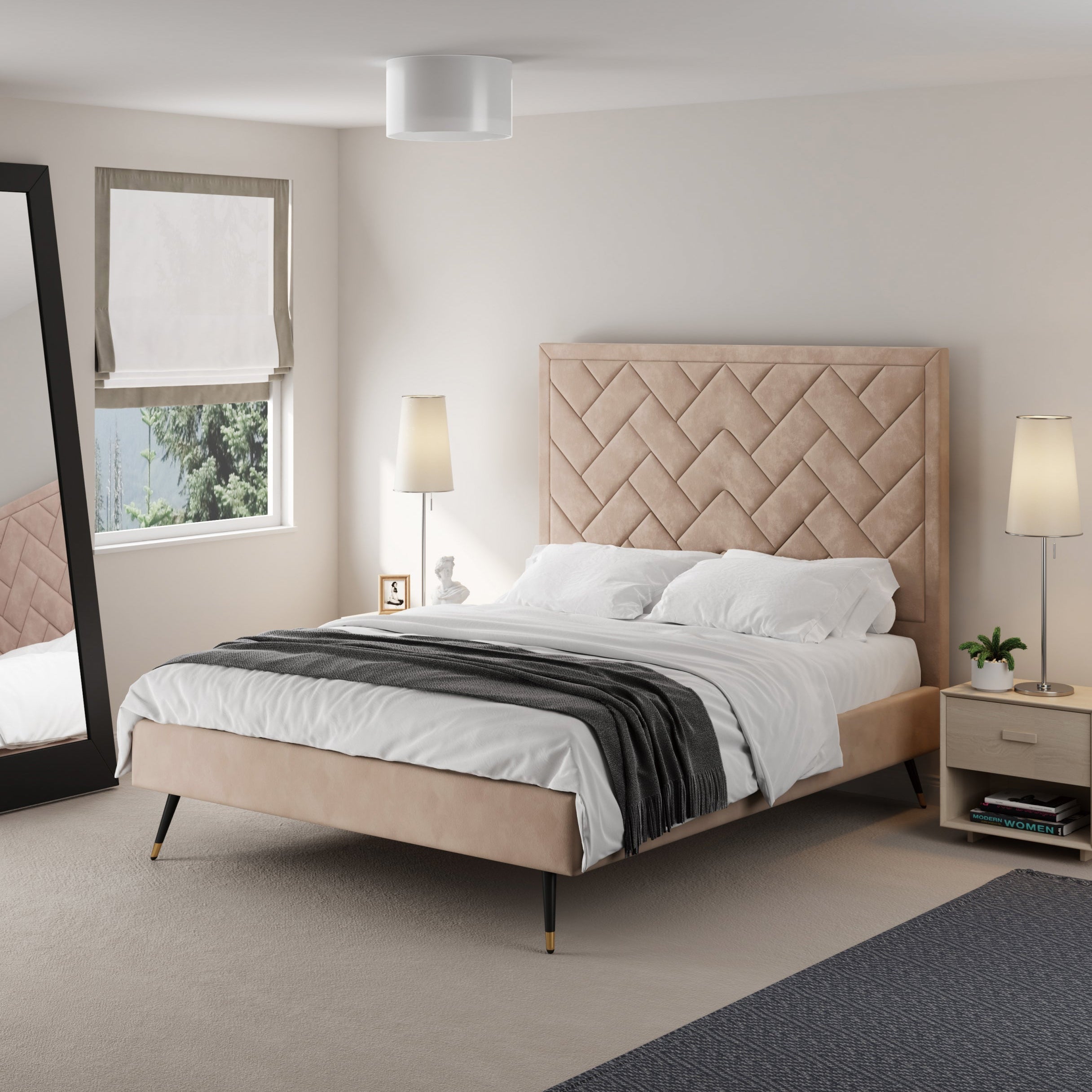 Crosby Queen-Size Bed in Nude