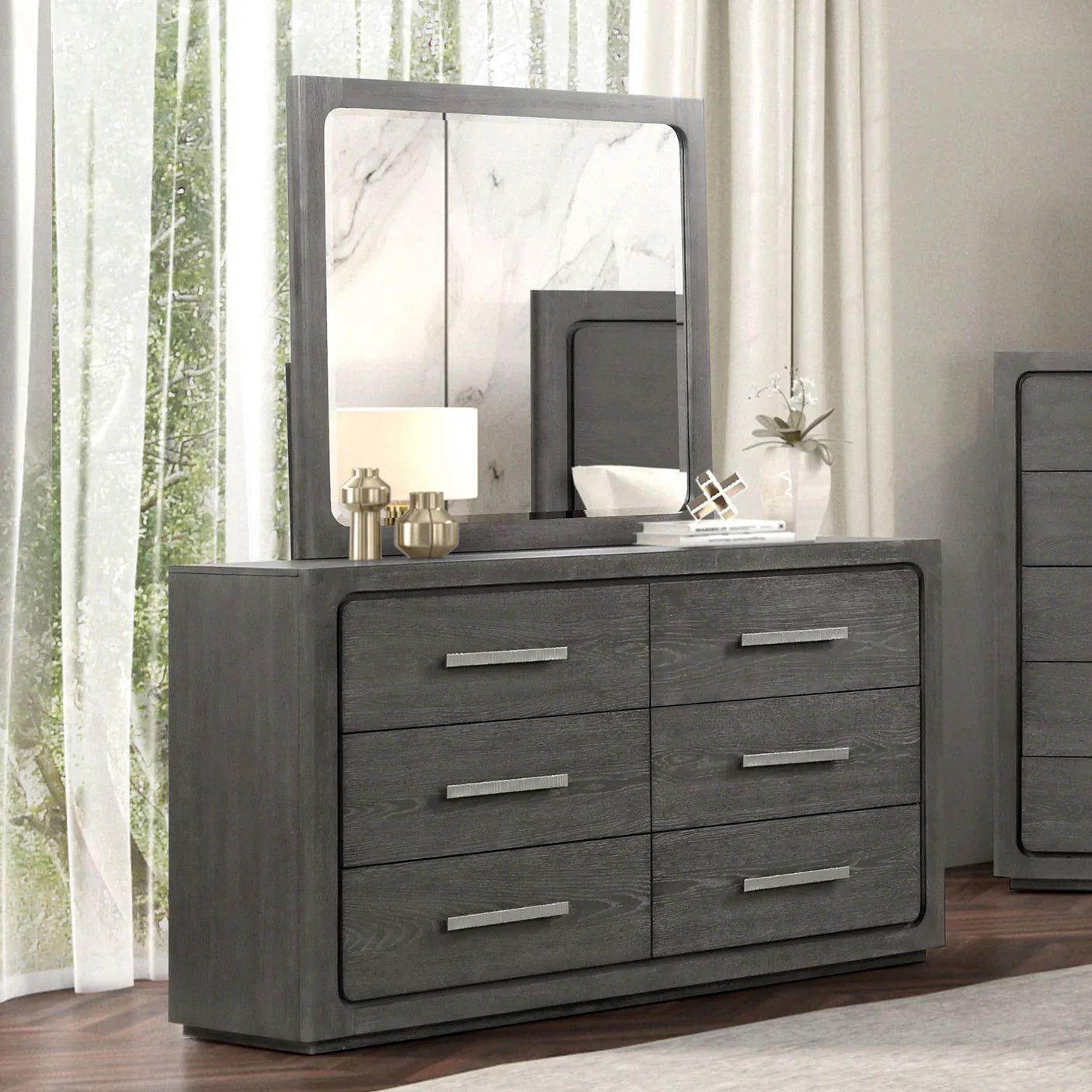 Crowthorne Contemporary Warm Gray Rubberwood Dresser by Furniture of America