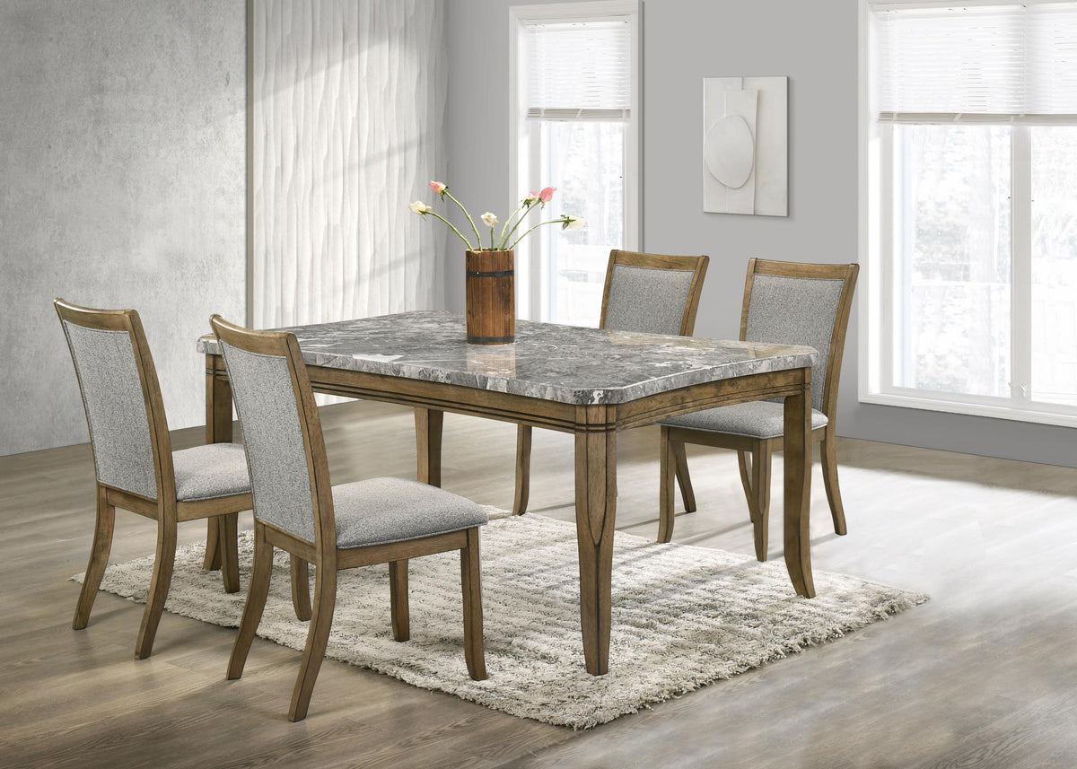 Dark Dry Brush Dining Set with Graystone Marble Top