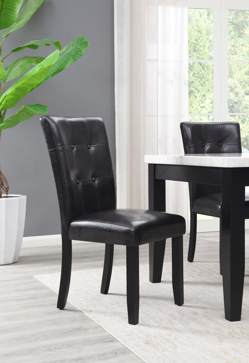 White Marble Dining Set with Black Chairs