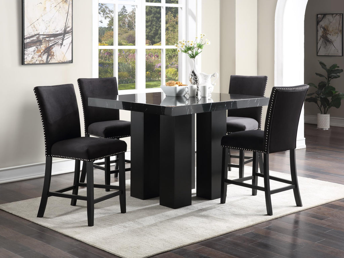 Black Faux Marble Counter-Height Set (5 Chair Colors)