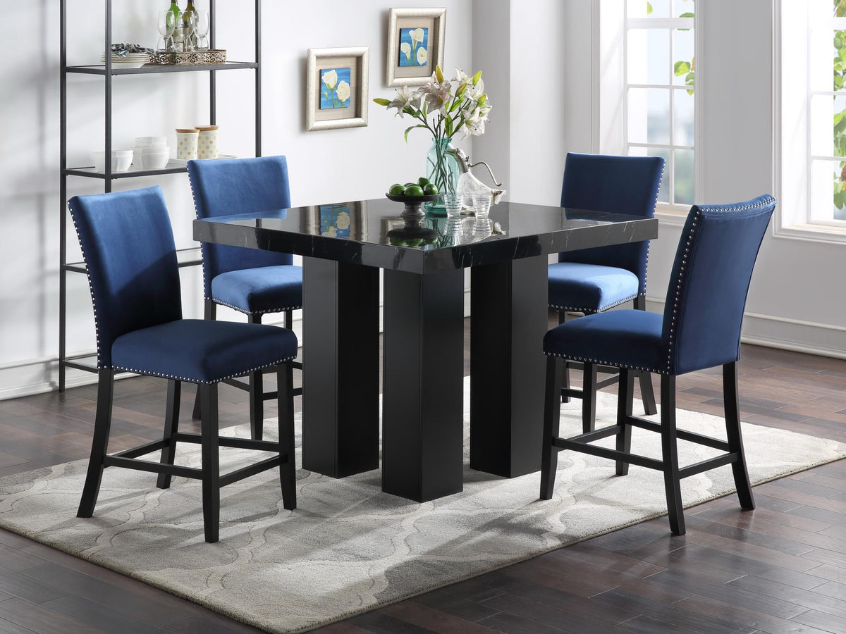 Black Faux Marble Counter-Height Set (5 Chair Colors)