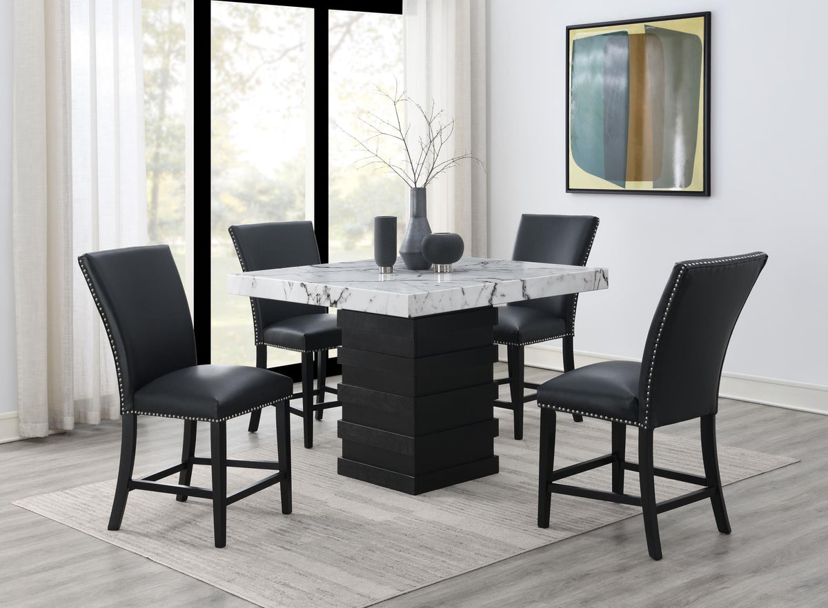 White Counter-Height Dining Set (5 Chair Colors)