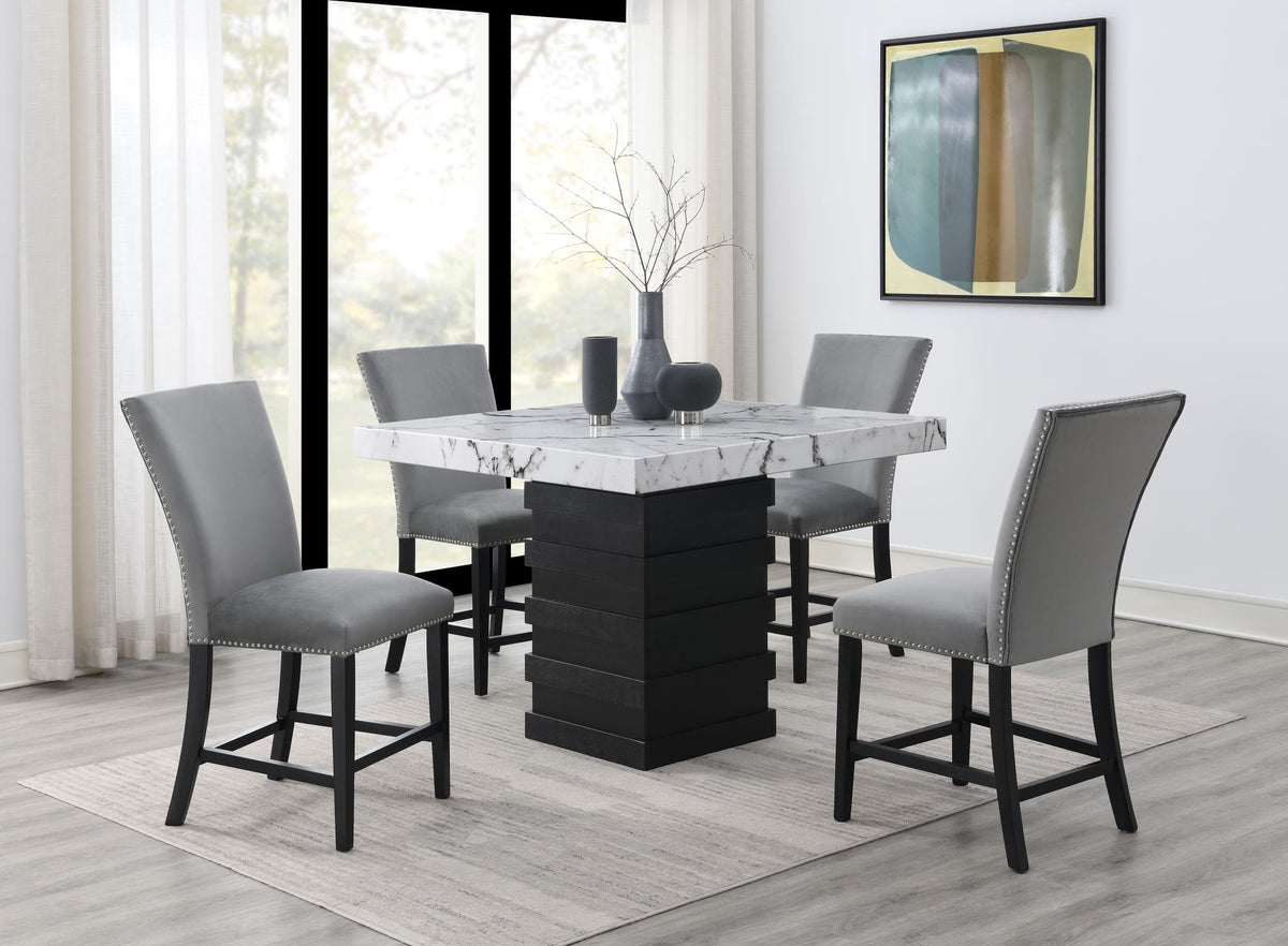 White Counter-Height Dining Set (5 Chair Colors)