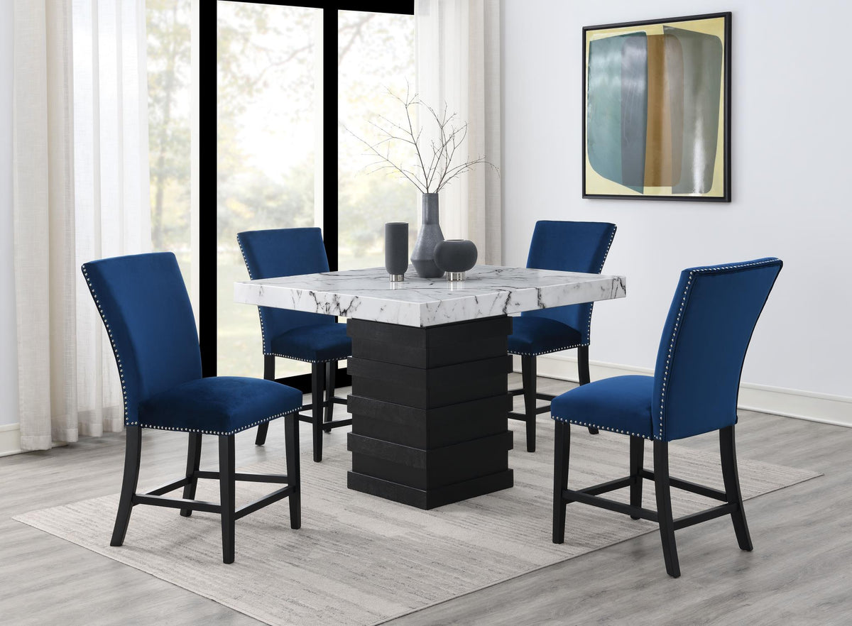 White Counter-Height Dining Set (5 Chair Colors)