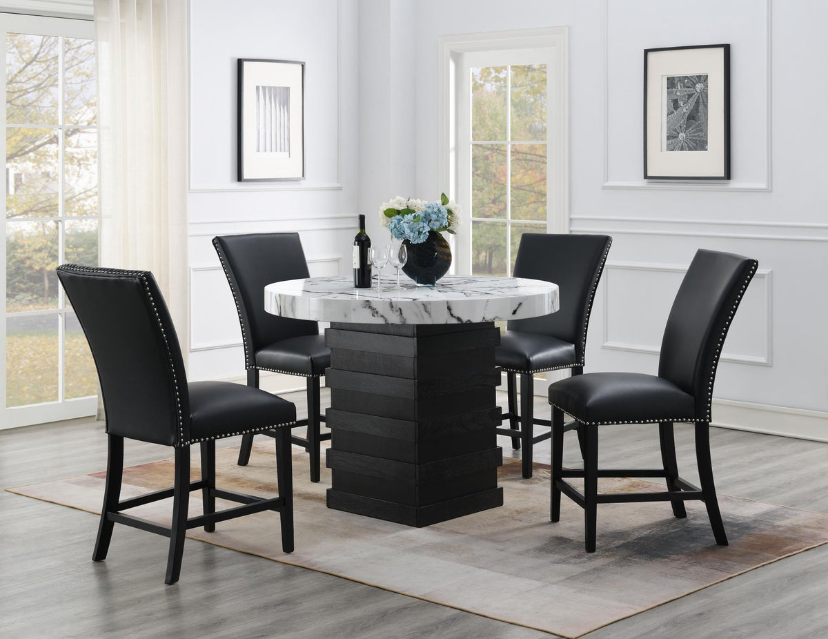 White Round Counter-Height Set (5 Chair Colors)