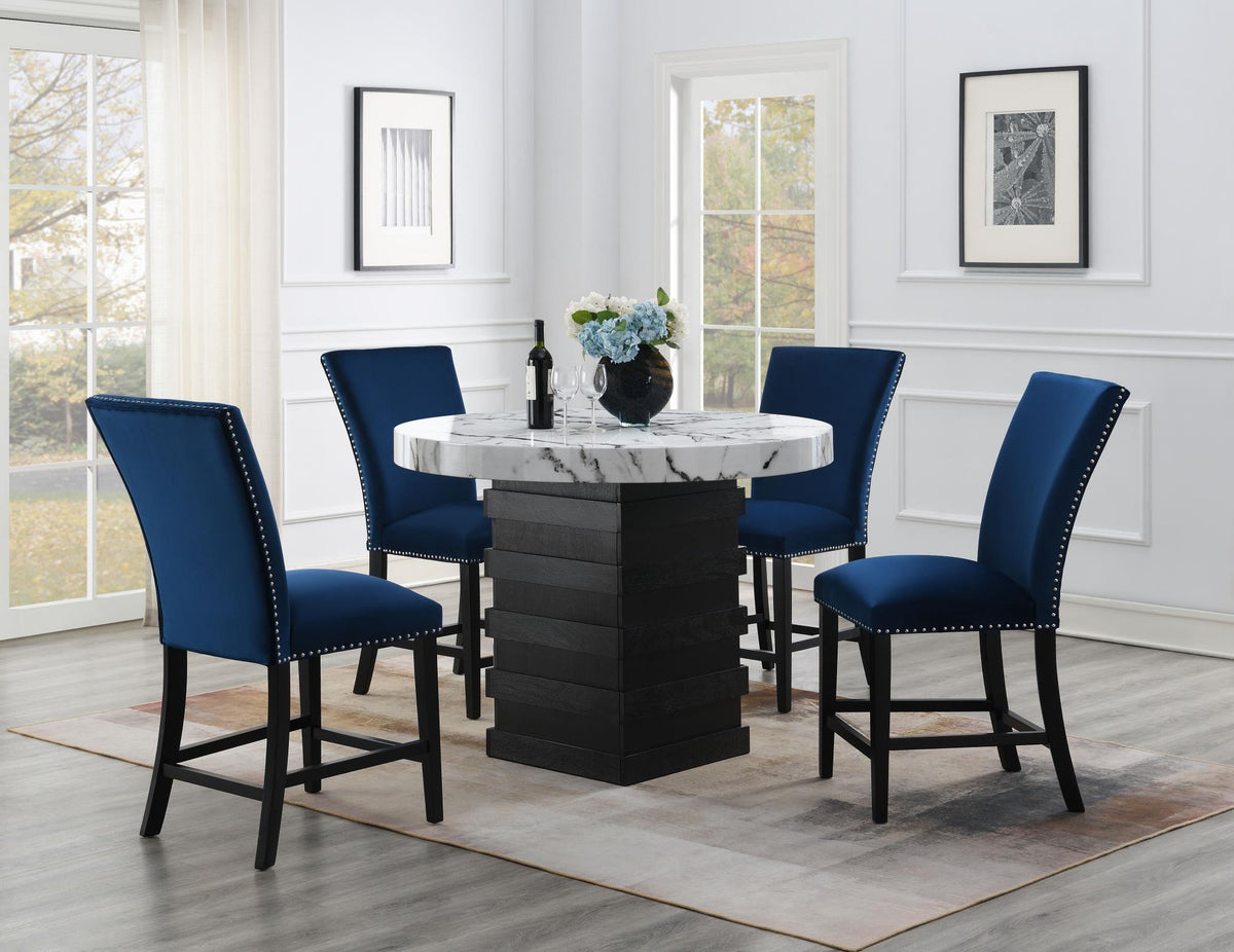 White Round Counter-Height Set (5 Chair Colors)