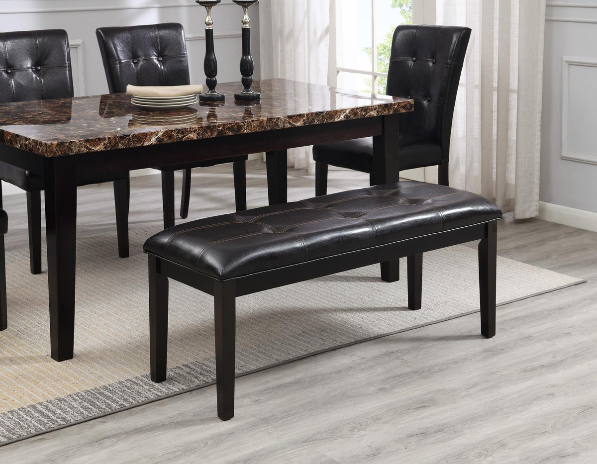 Brown Faux Marble Dining Set with Bench