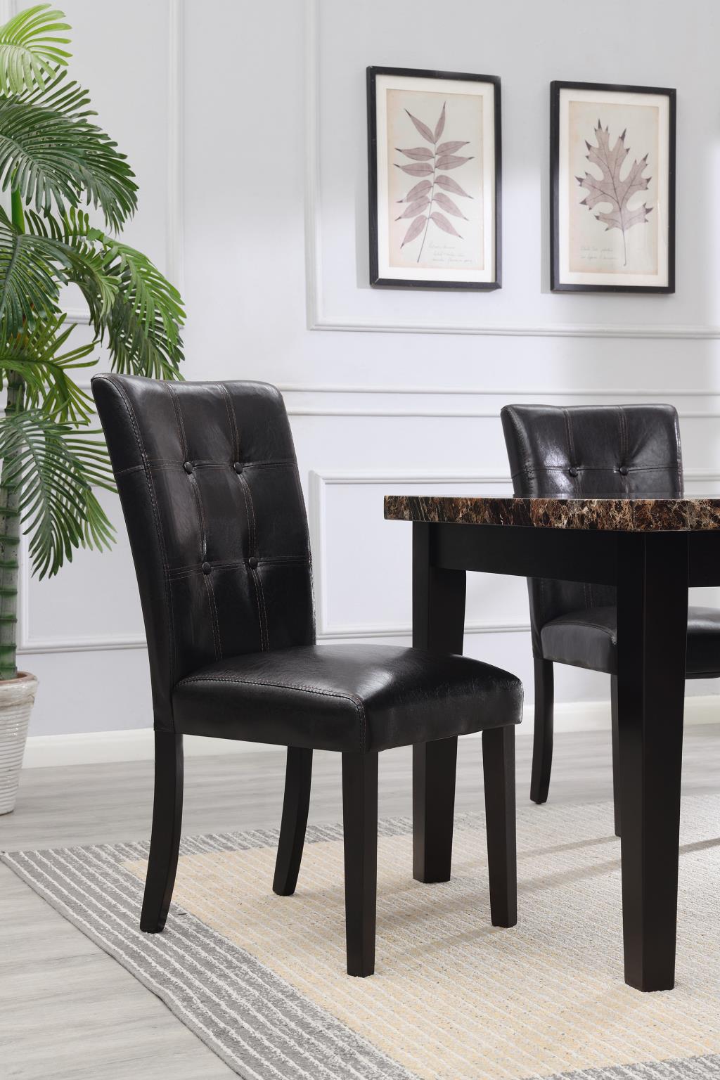 Brown Faux Marble Dining Set with Bench